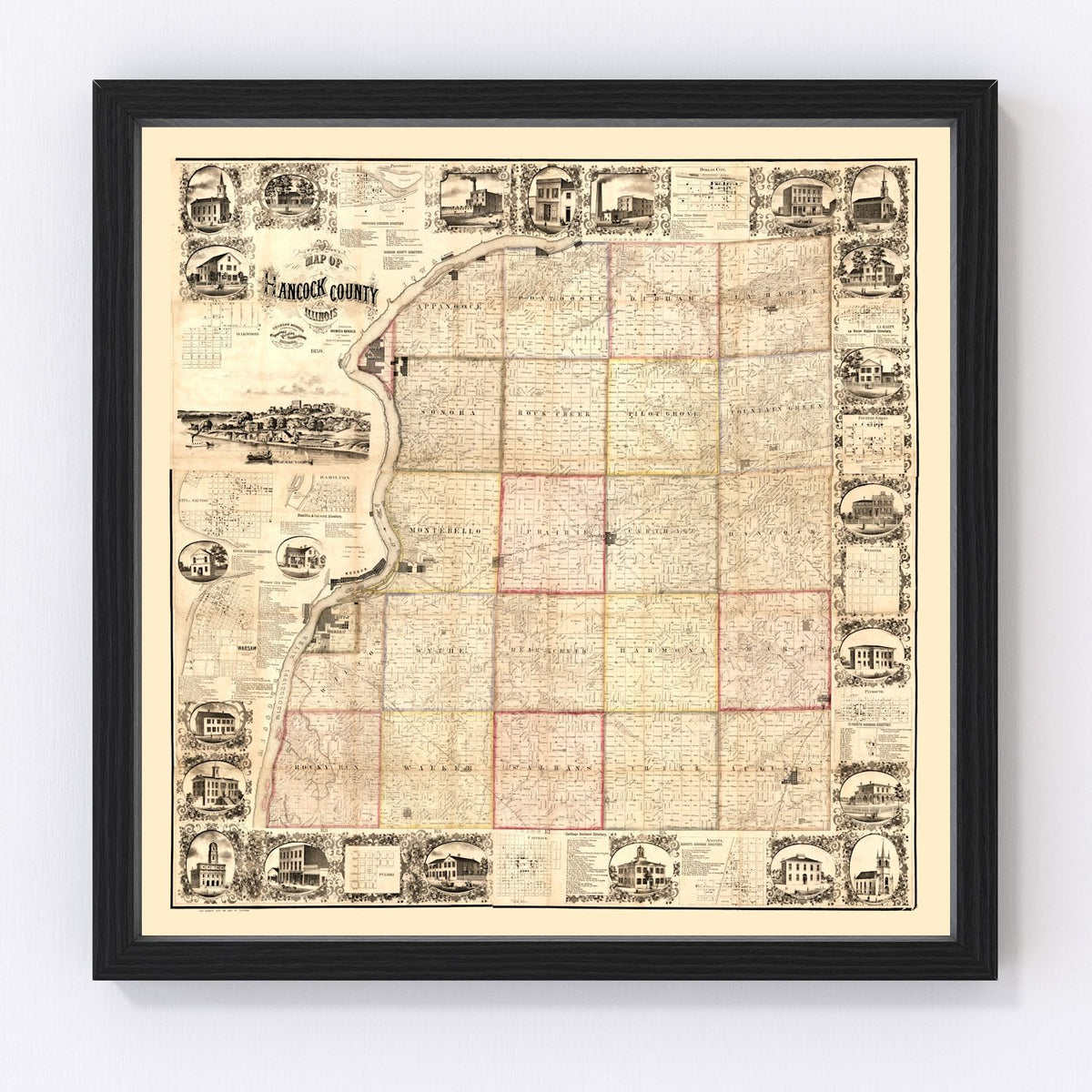 Hancock County Vintage Map 1859