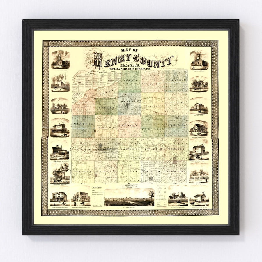 Henry County Vintage Map 1860