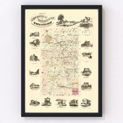 Iroquois County Vintage Map 1860
