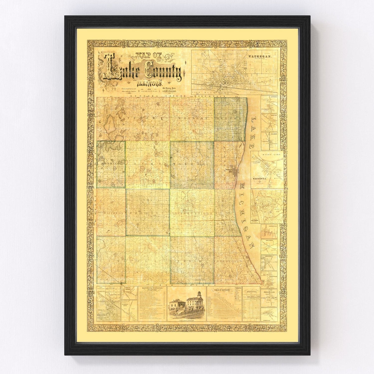 Lake County Vintage Map 1861