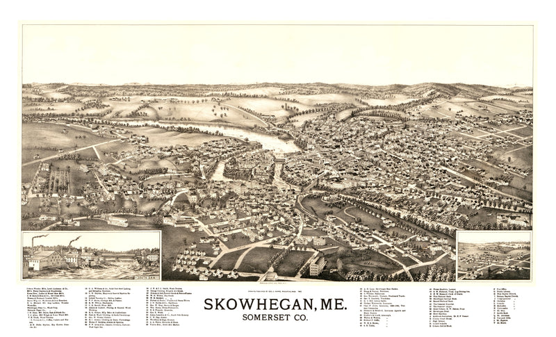 Size comparison using Vintage Map of Skowhegan, Maine 1892