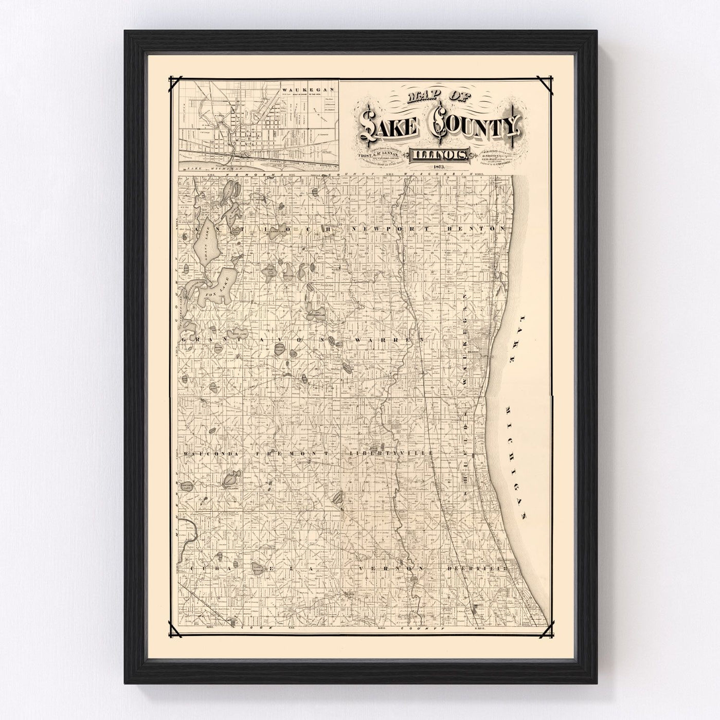Lake County Vintage Map 1873