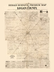 Vintage Map of Logan County, Illinois 1893