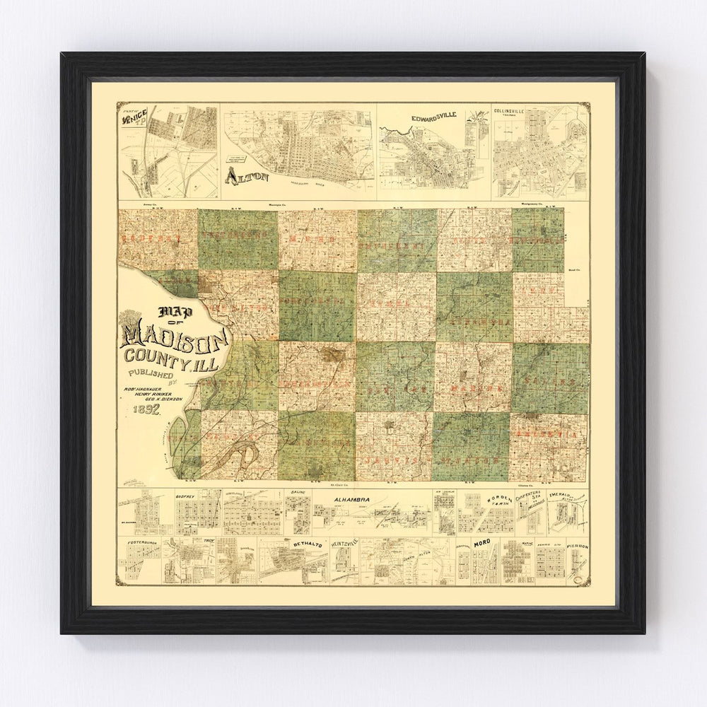 Madison County Vintage Map 1892
