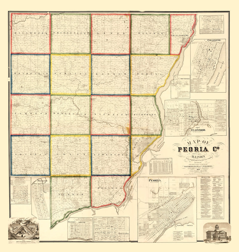 Size comparison using Vintage Map of Peoria County, Illinois 1861