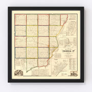 Peoria County Vintage Map 1861
