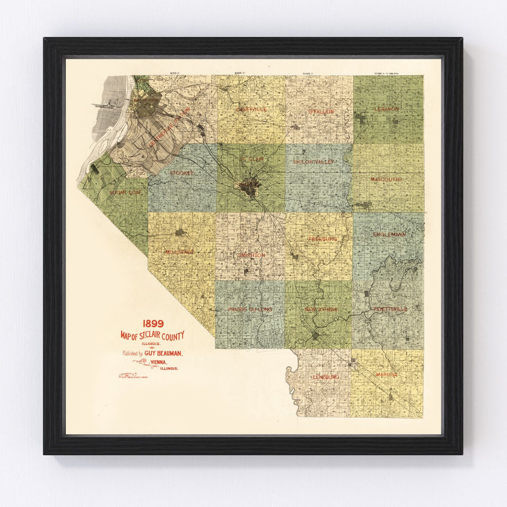 St Clair County Vintage Map 1899