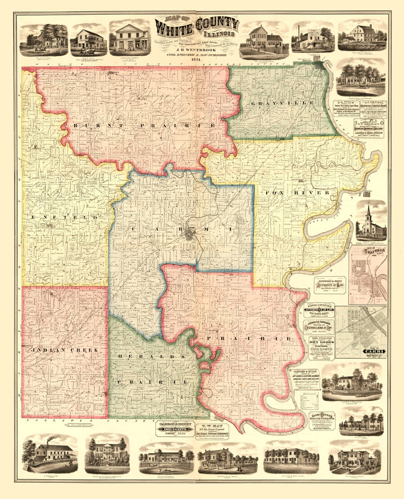 Size comparison using Vintage Map of White County, Illinois 1871