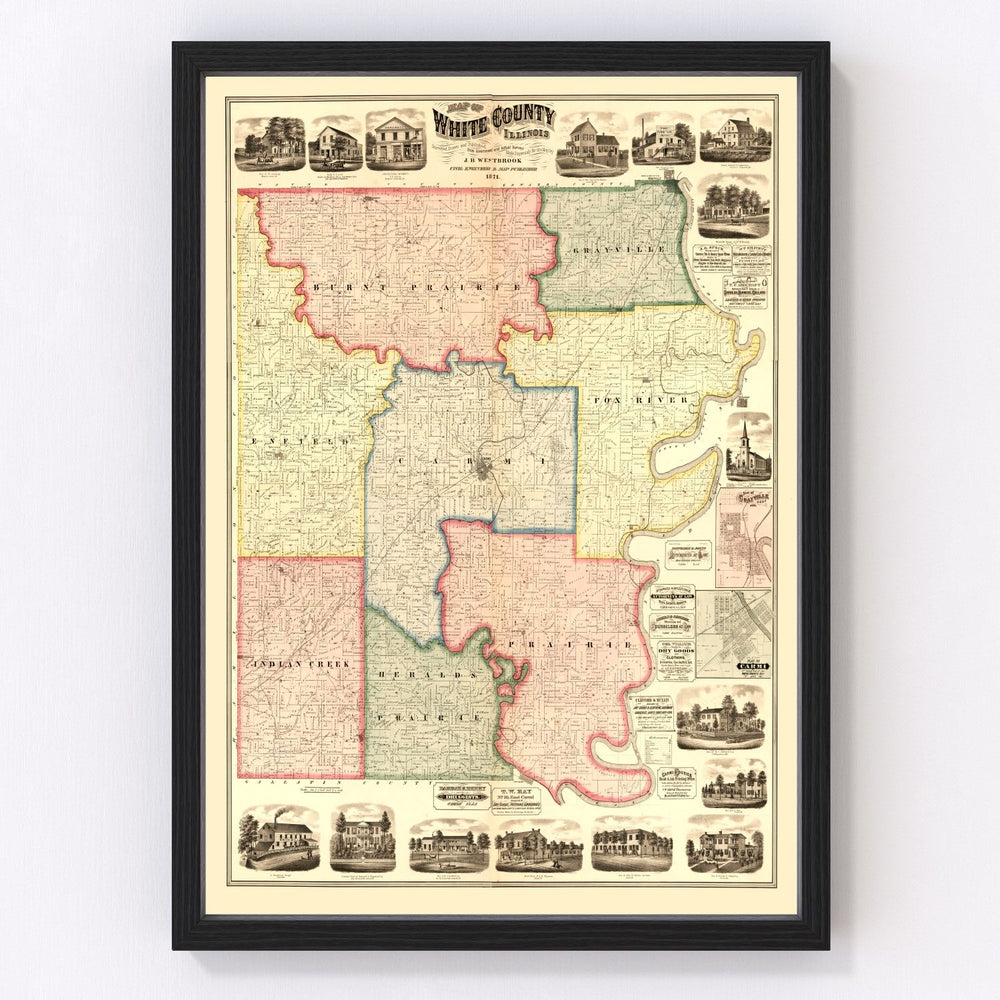 White County Vintage Map 1871