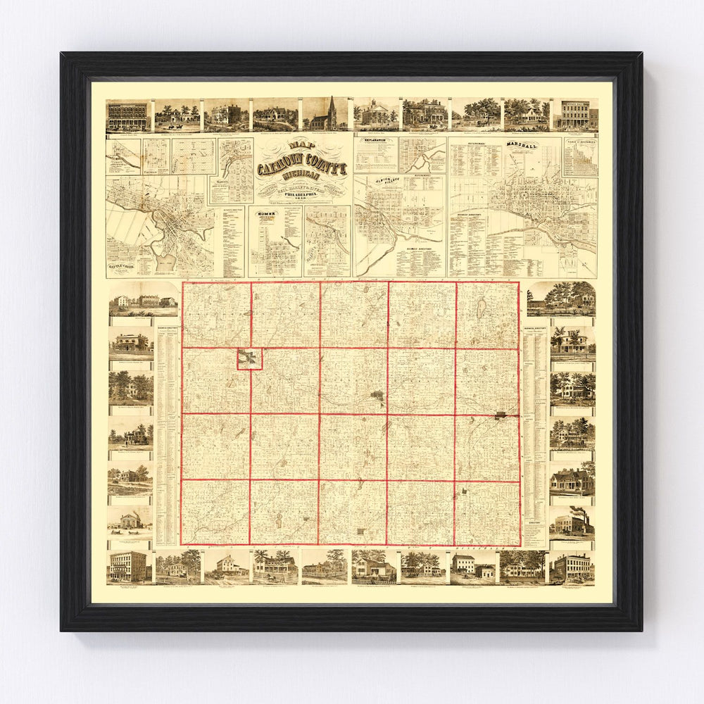 Calhoun County Vintage Map 1858