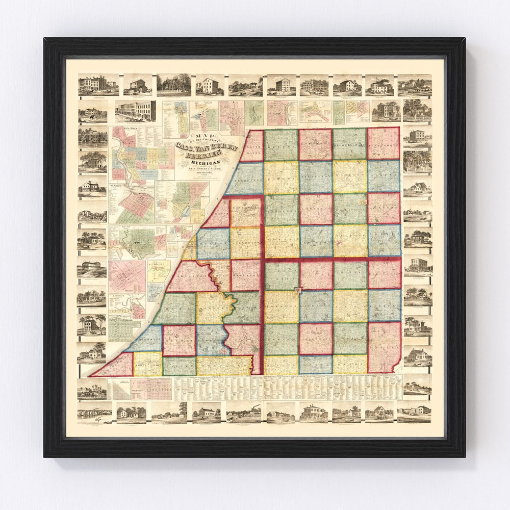 Cass County Vintage Map 1860