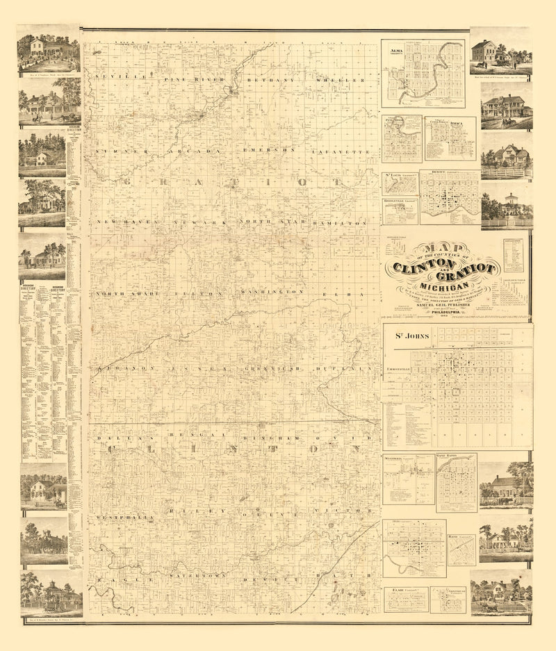 Size comparison using Vintage Map of Clinton County, Michigan 1864