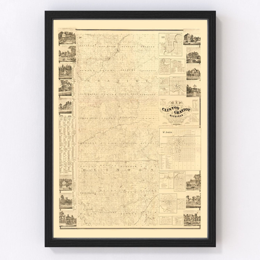 Clinton County Vintage Map 1864