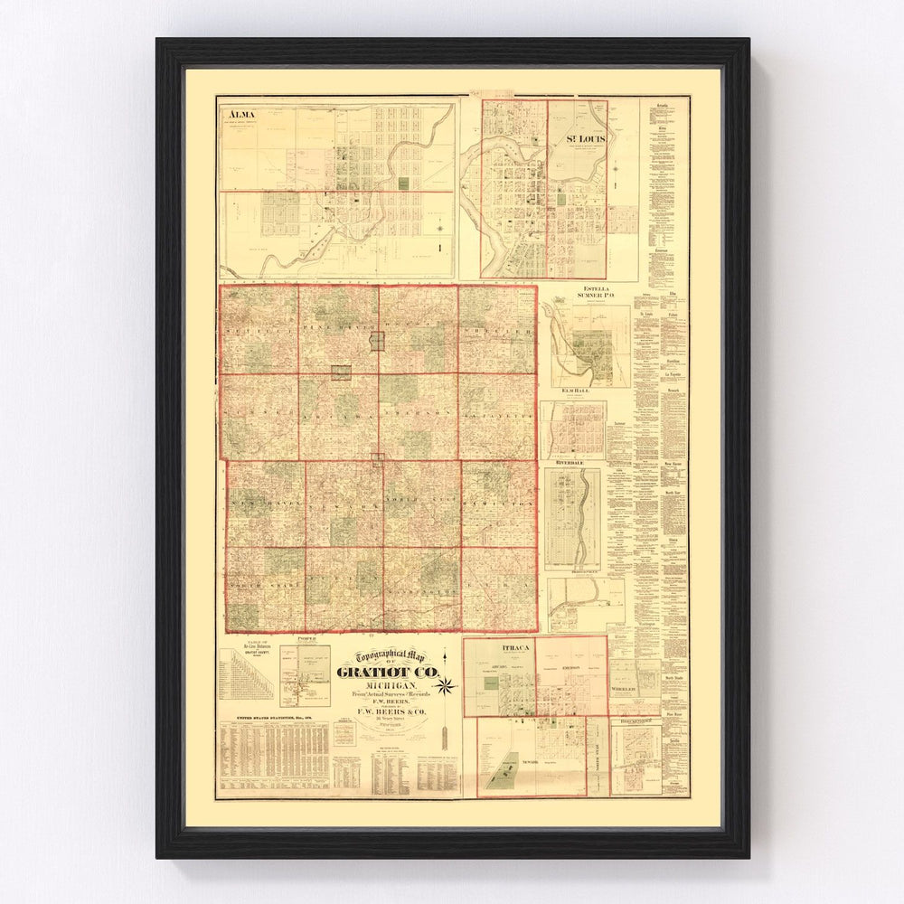 Gratiot County Vintage Map 1876