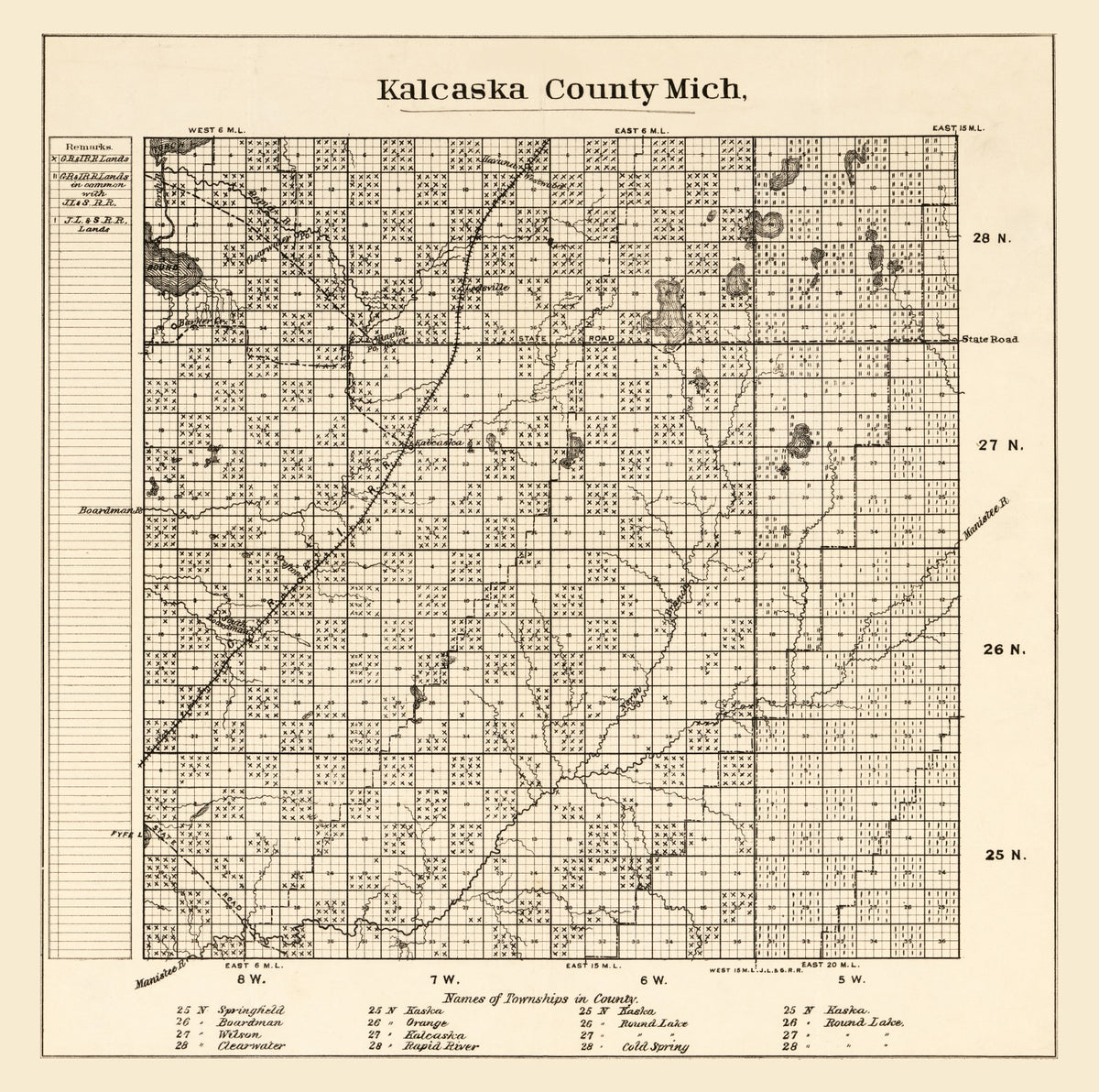 Preview of Vintage Map of Kalkaska County, Michigan 1878
