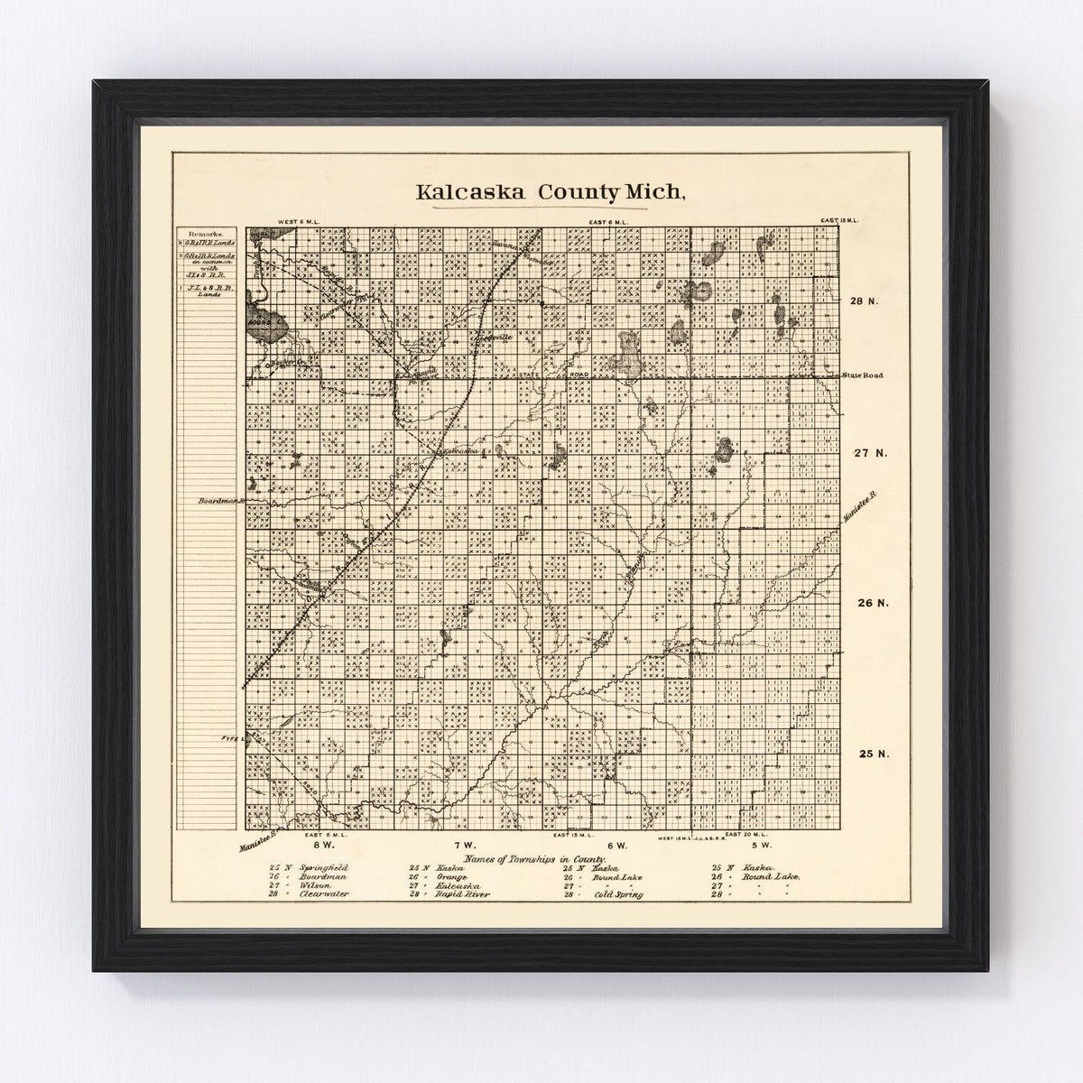 Kalkaska County Vintage Map 1878
