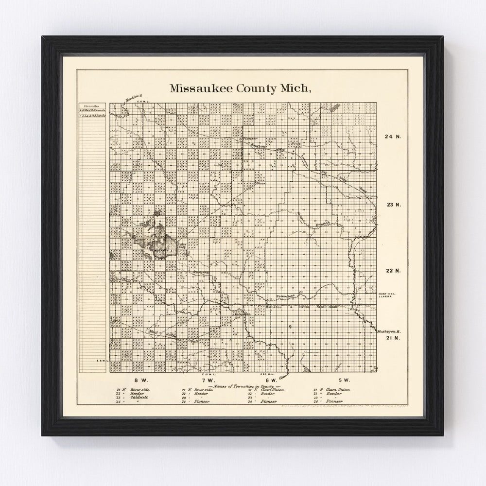 Missaukee County Vintage Map 1878