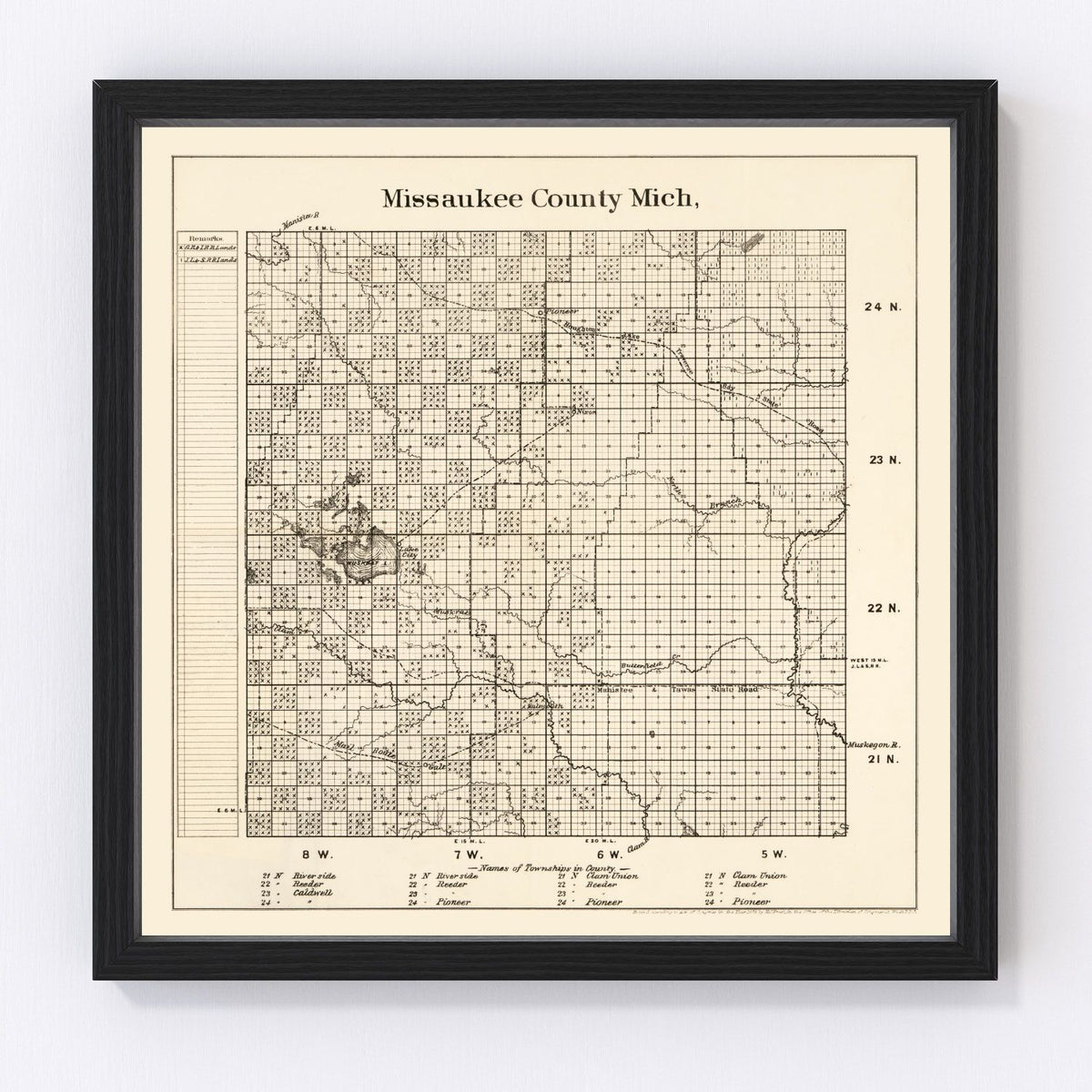 Missaukee County Vintage Map 1878
