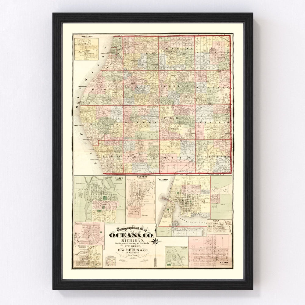 Oceana County Vintage Map 1876