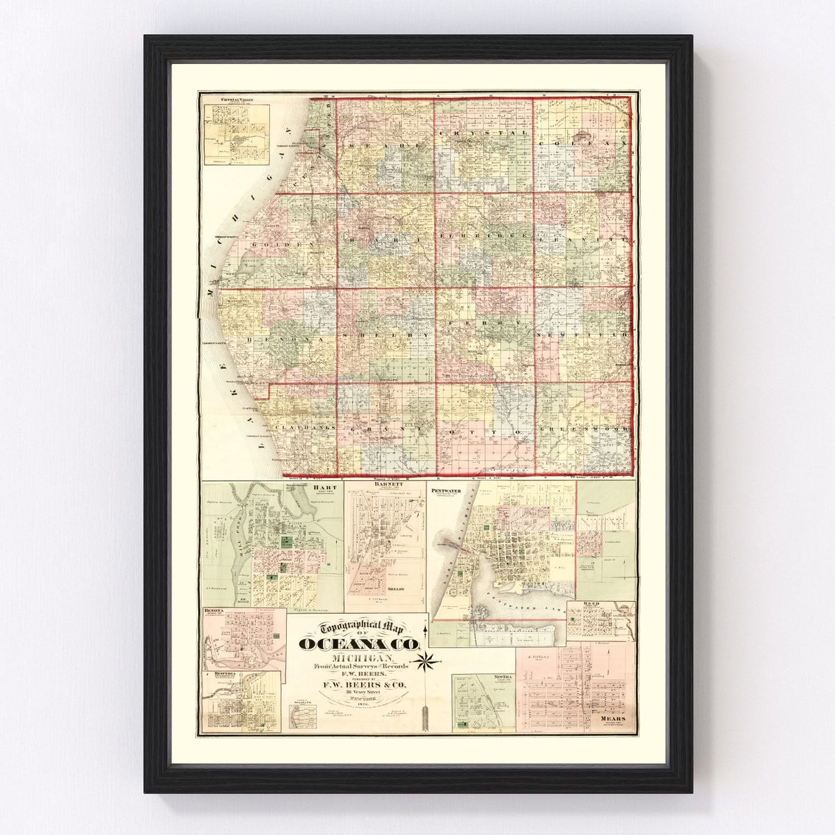 Oceana County Vintage Map 1876