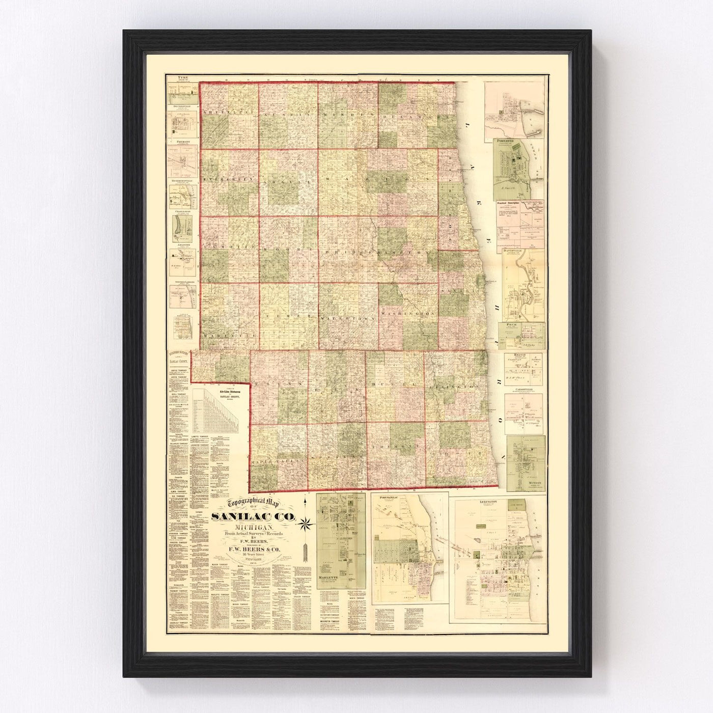 Sanilac County Vintage Map 1876