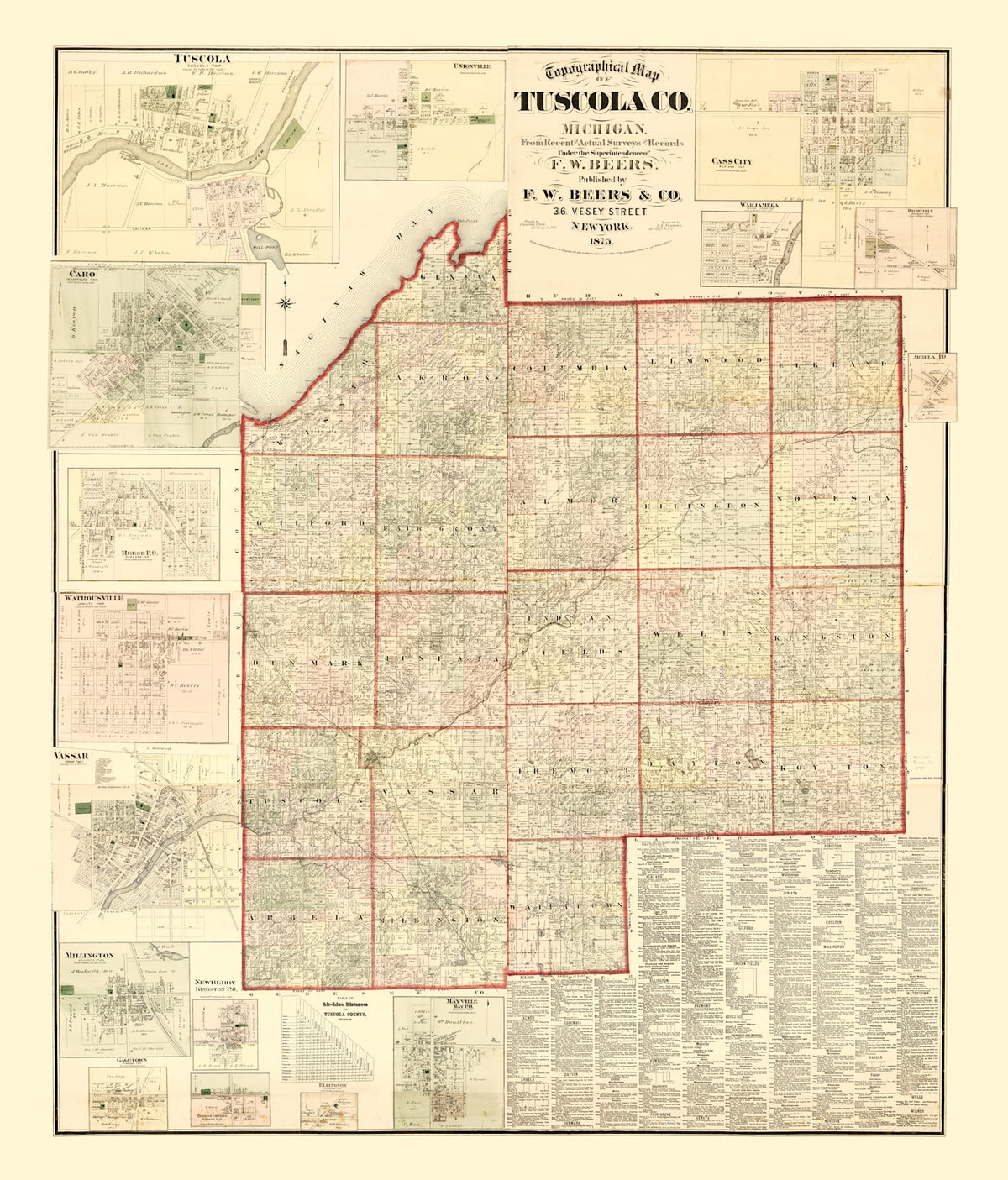 Preview of Vintage Map of Tuscola County, Michigan 1875
