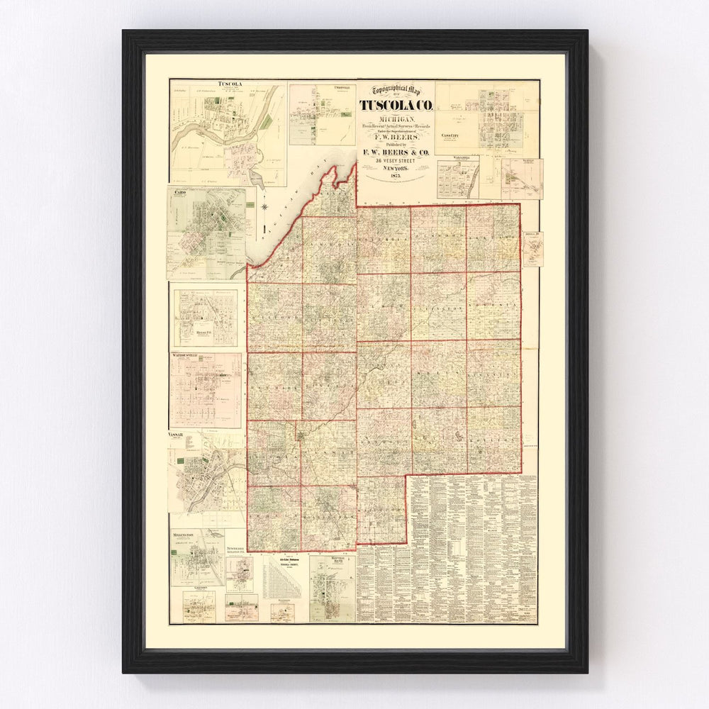 Tuscola County Vintage Map 1875