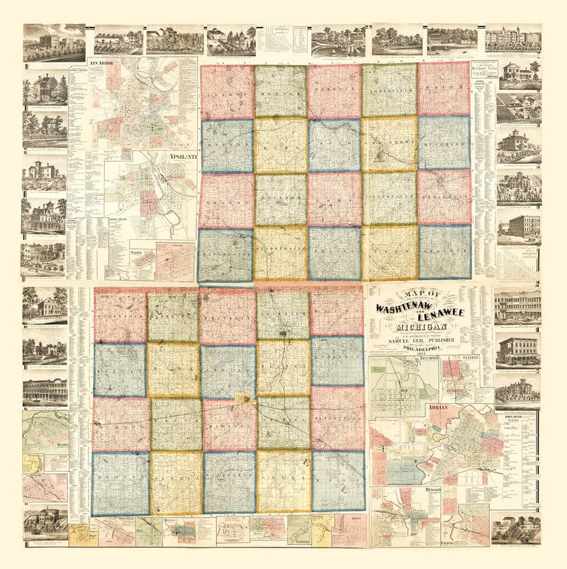 Size comparison using Vintage Map of Lenawee County, Michigan 1864