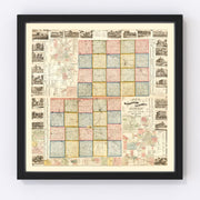 Lenawee County Vintage Map 1864