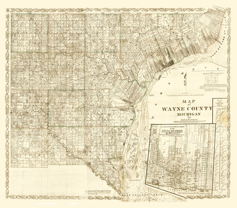 Size comparison using Vintage Map of Wayne County, Michigan 1855