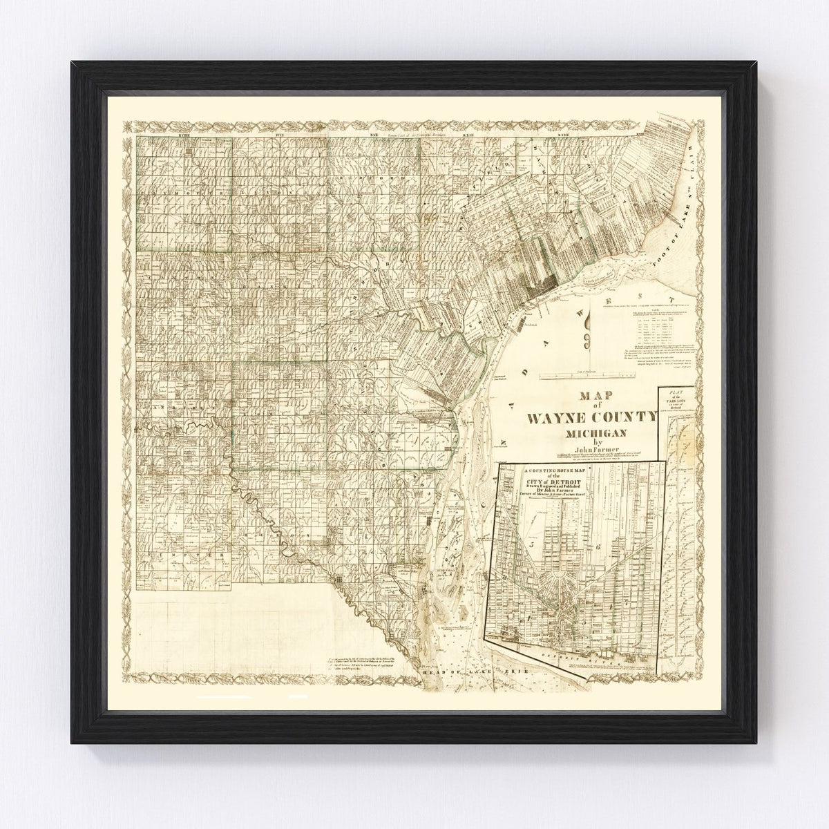 Wayne County Vintage Map 1855