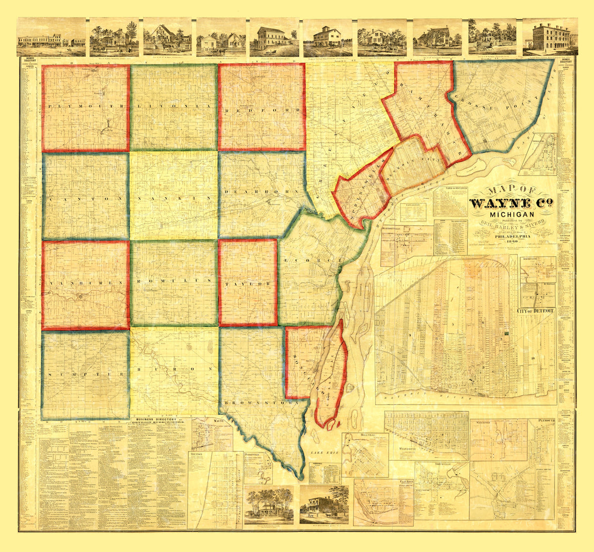 Preview of Vintage Map of Wayne County, Michigan 1860