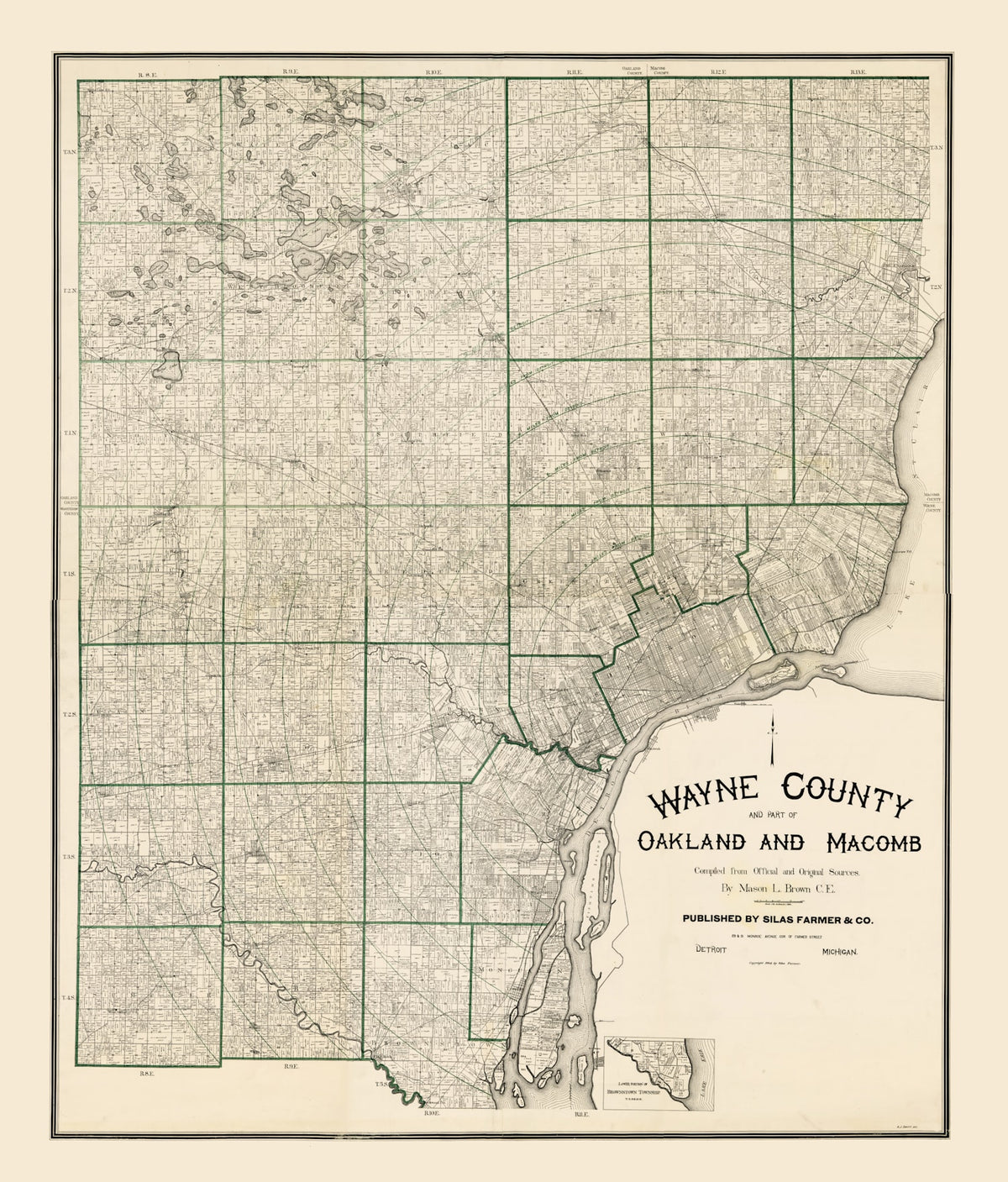 Preview of Vintage Map of Wayne County, Michigan 1894