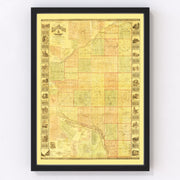 Grant County Vintage Map 1868