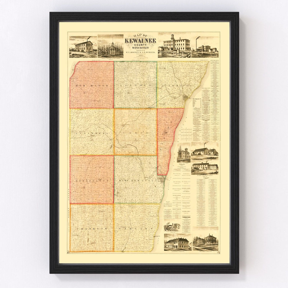 Kewaunee County Vintage Map 1895
