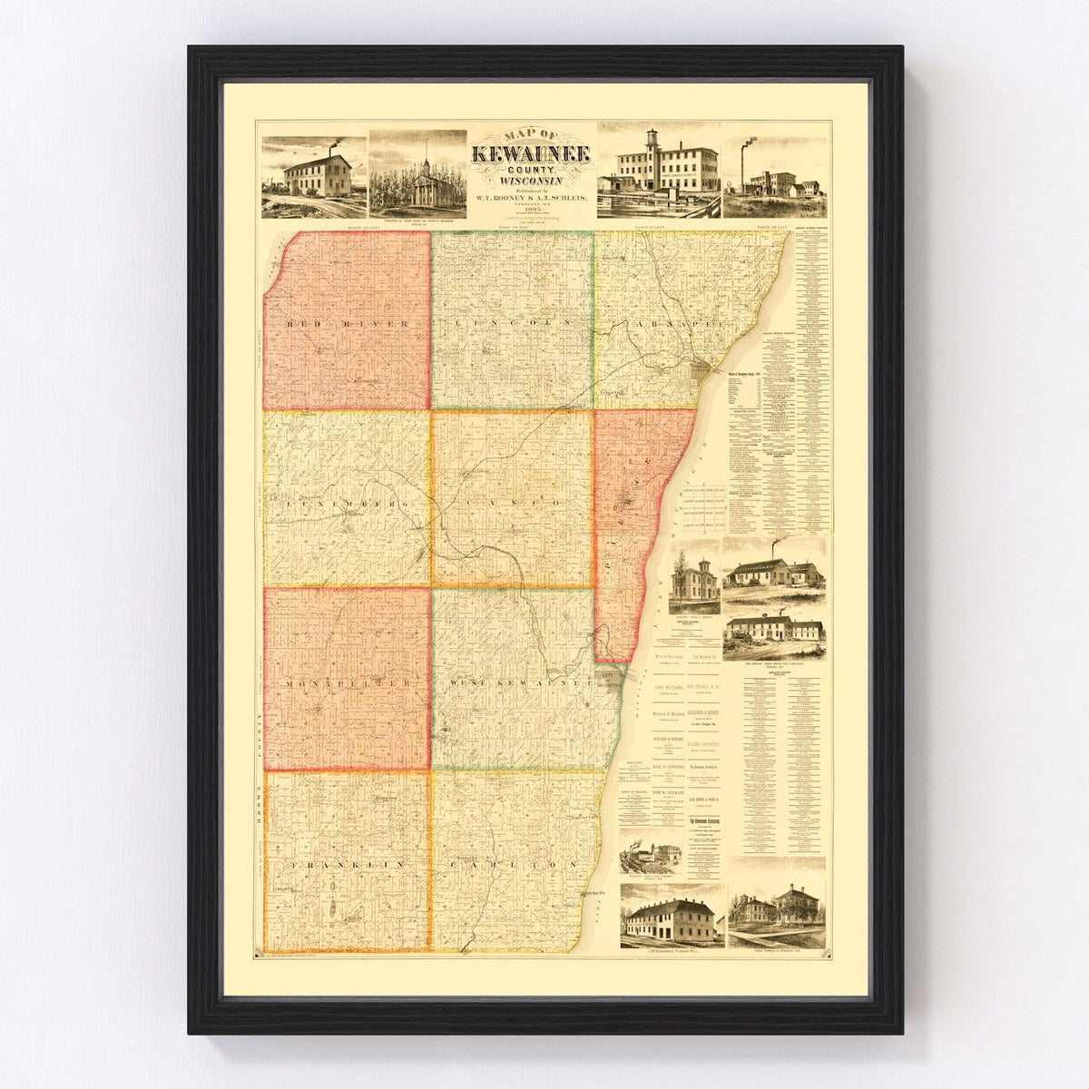 Kewaunee County Vintage Map 1895