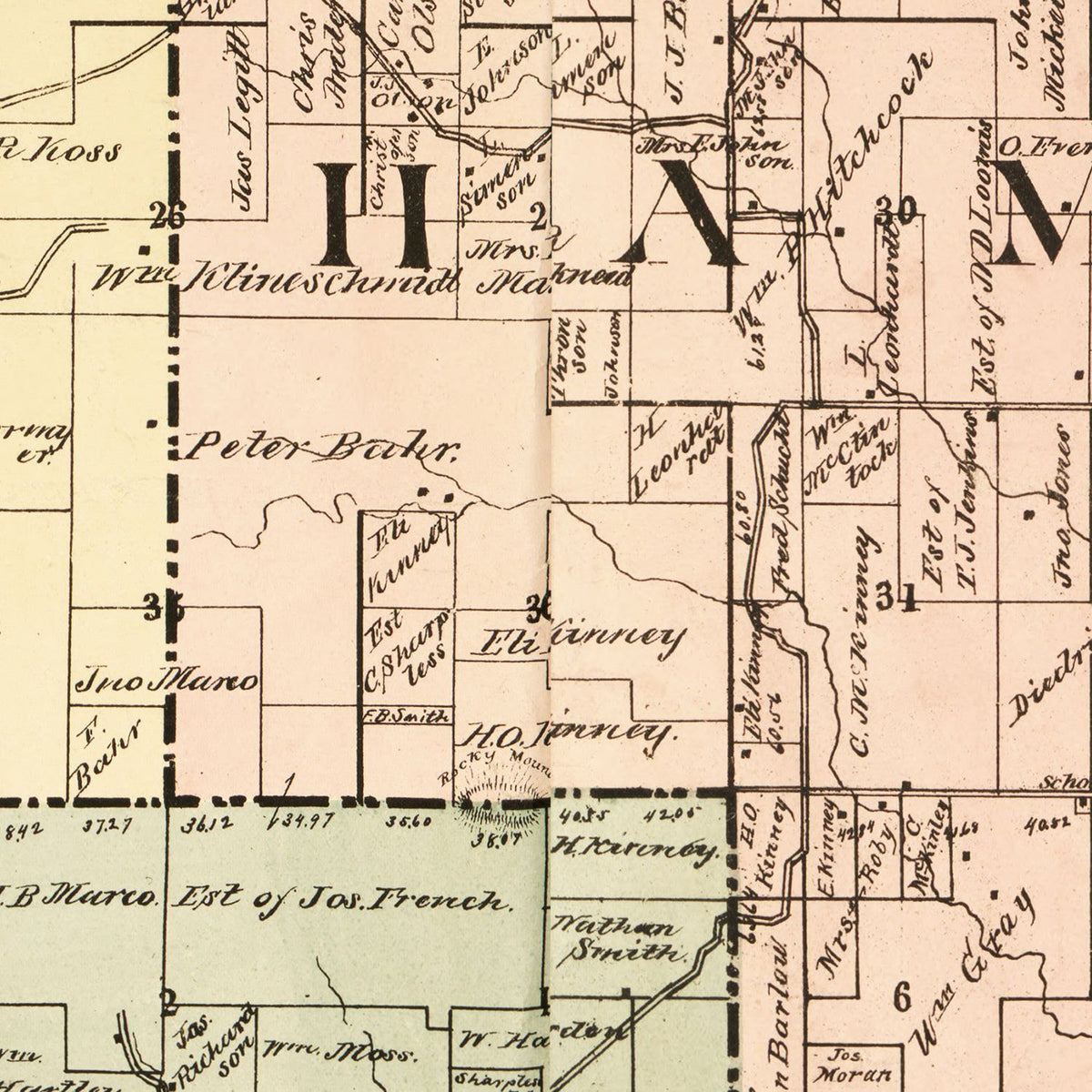 Restored historic details from the 1890 county map of La Crosse County, Wisconsin