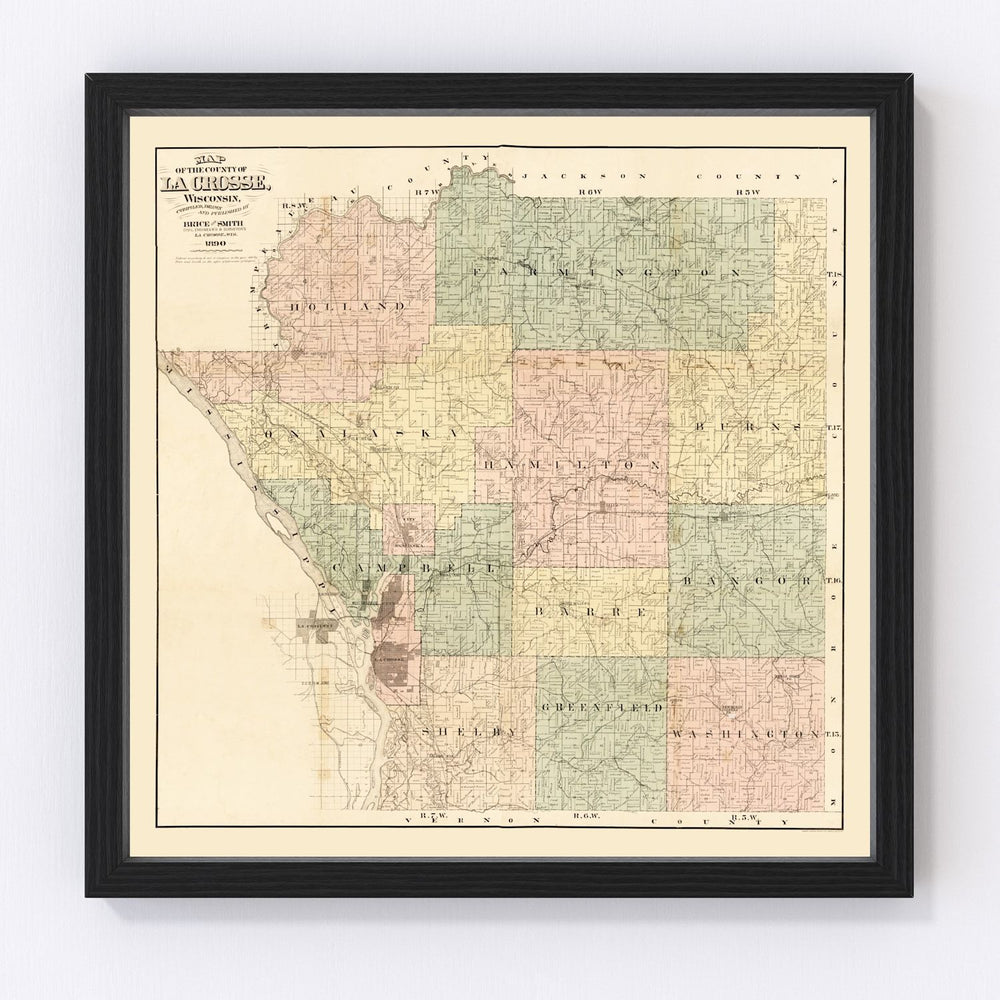 La Crosse County Vintage Map 1890