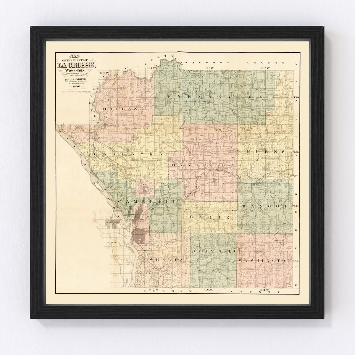 La Crosse County Vintage Map 1890