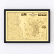 Milwaukee County Vintage Map 1858