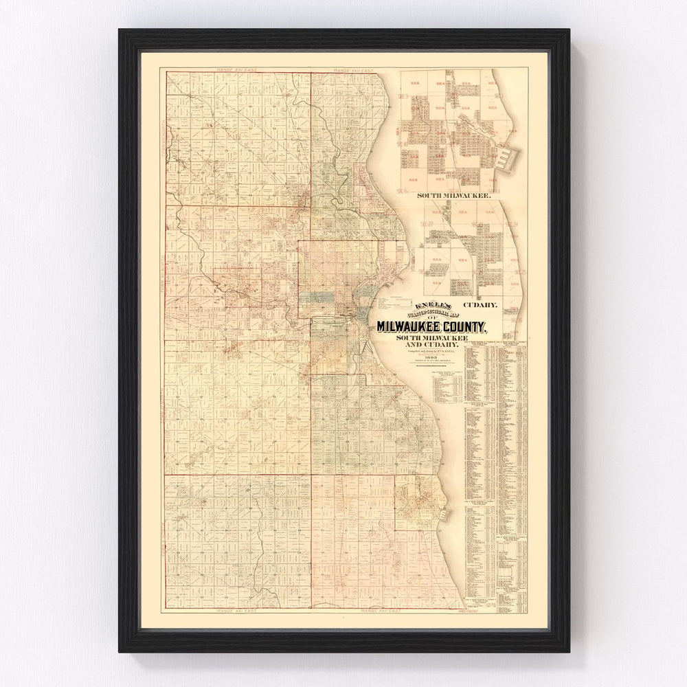 Milwaukee County Vintage Map 1893