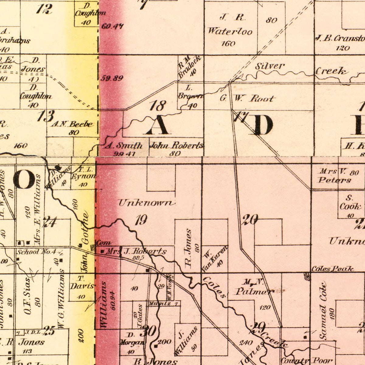 Restored historic details from the 1877 county map of Monroe County, Wisconsin
