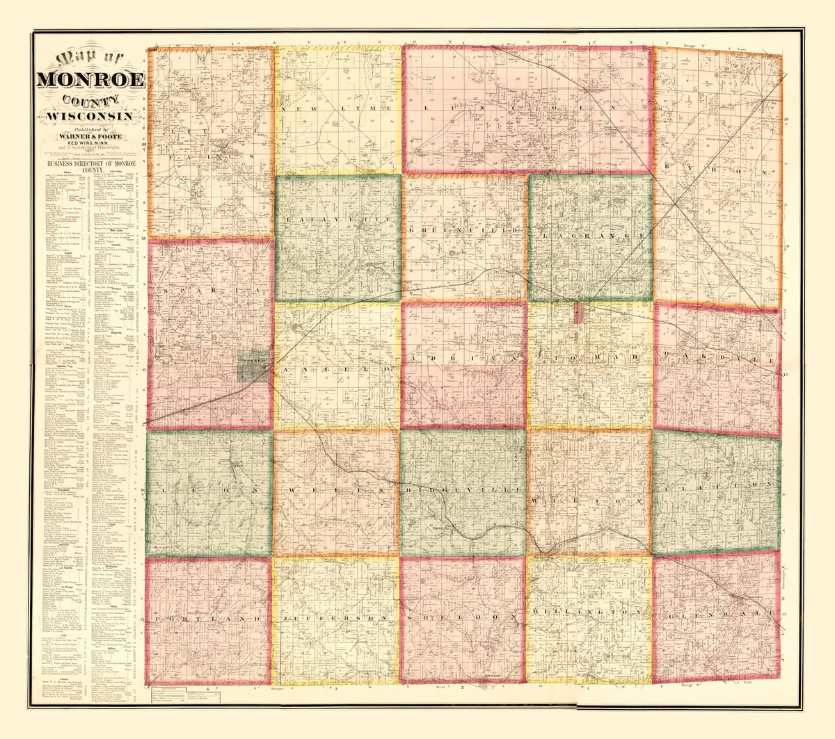 Preview of Vintage Map of Monroe County, Wisconsin 1877