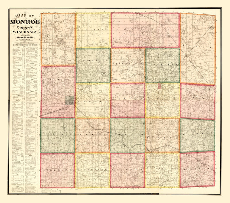 Size comparison using Vintage Map of Monroe County, Wisconsin 1877