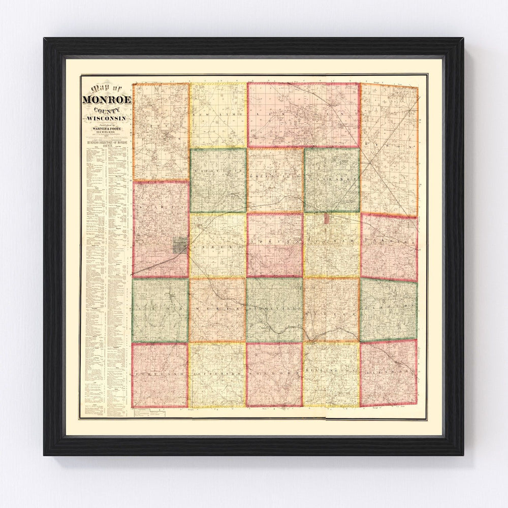 Monroe County Vintage Map 1877