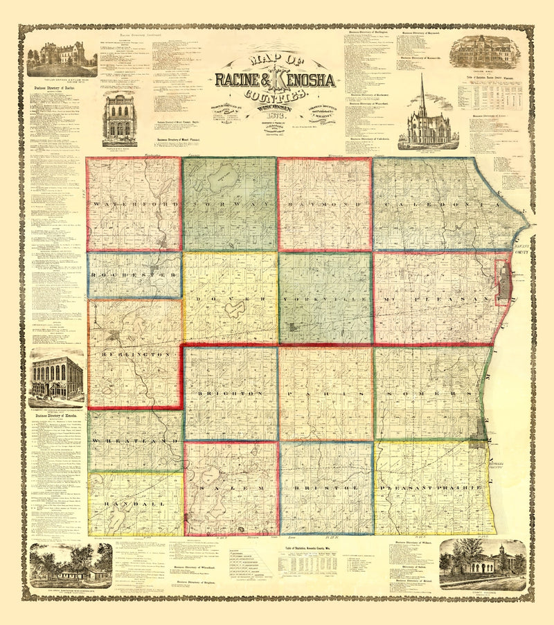 Size comparison using Vintage Map of Kenosha County, Wisconsin 1873