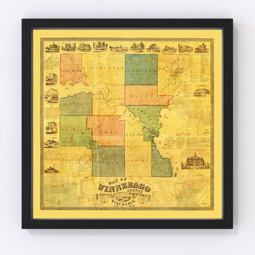 Winnebago County Vintage Map 1862