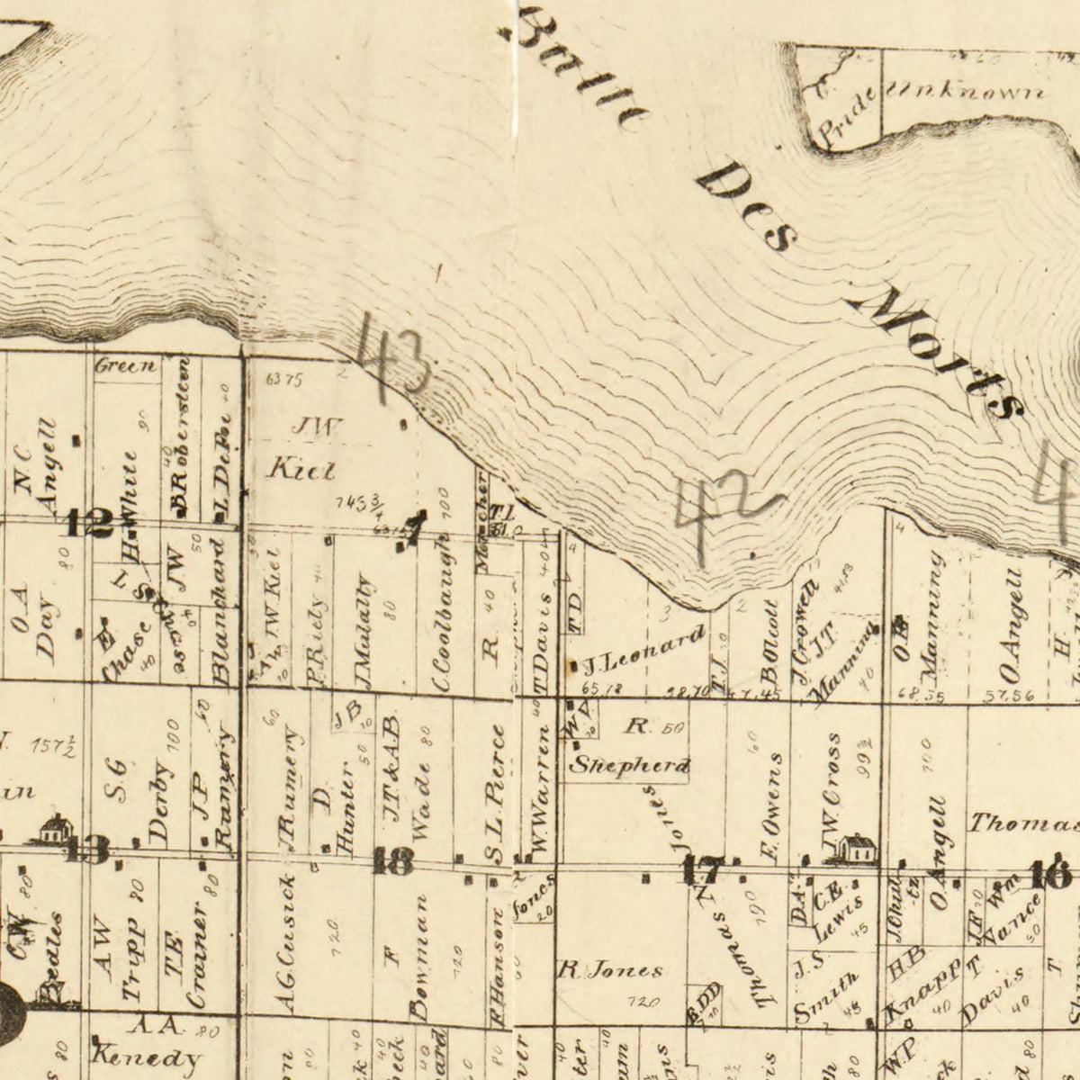 Restored historic details from the 1873 county map of Winnebago County, Wisconsin