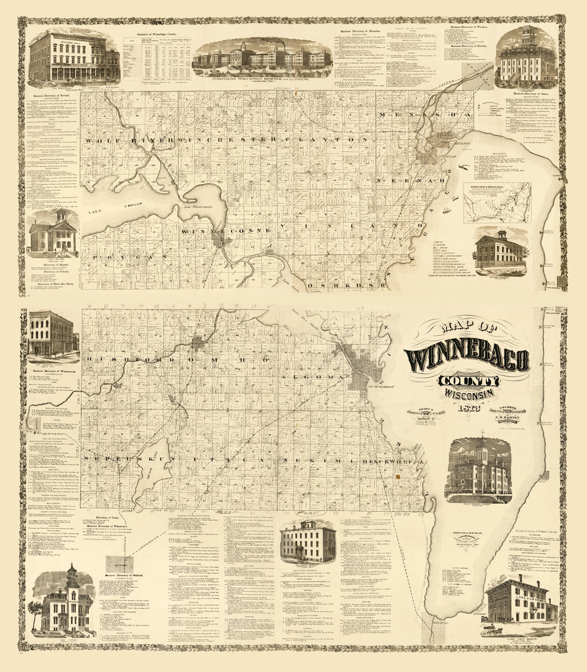 Preview of Vintage Map of Winnebago County, Wisconsin 1873