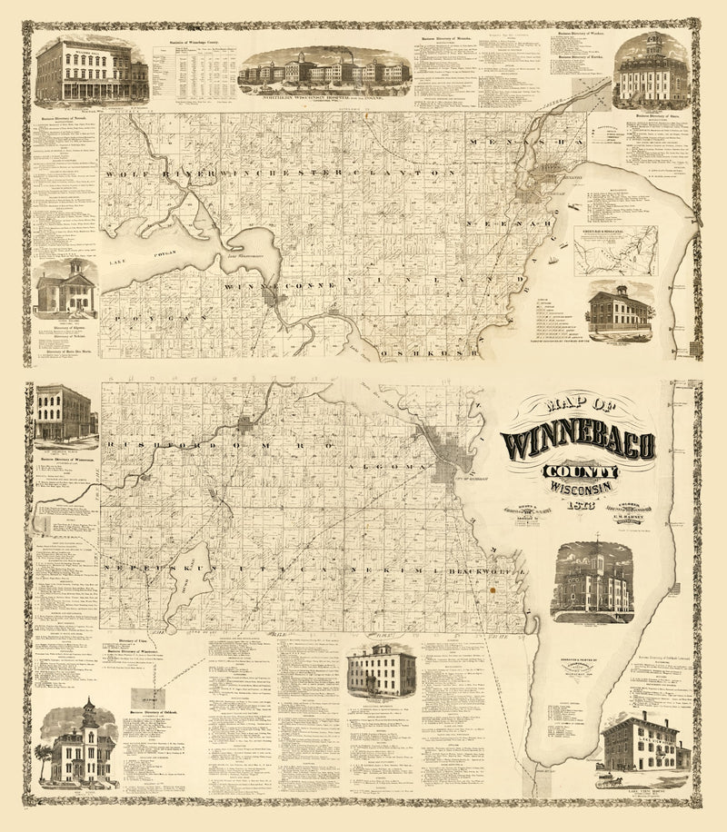 Size comparison using Vintage Map of Winnebago County, Wisconsin 1873